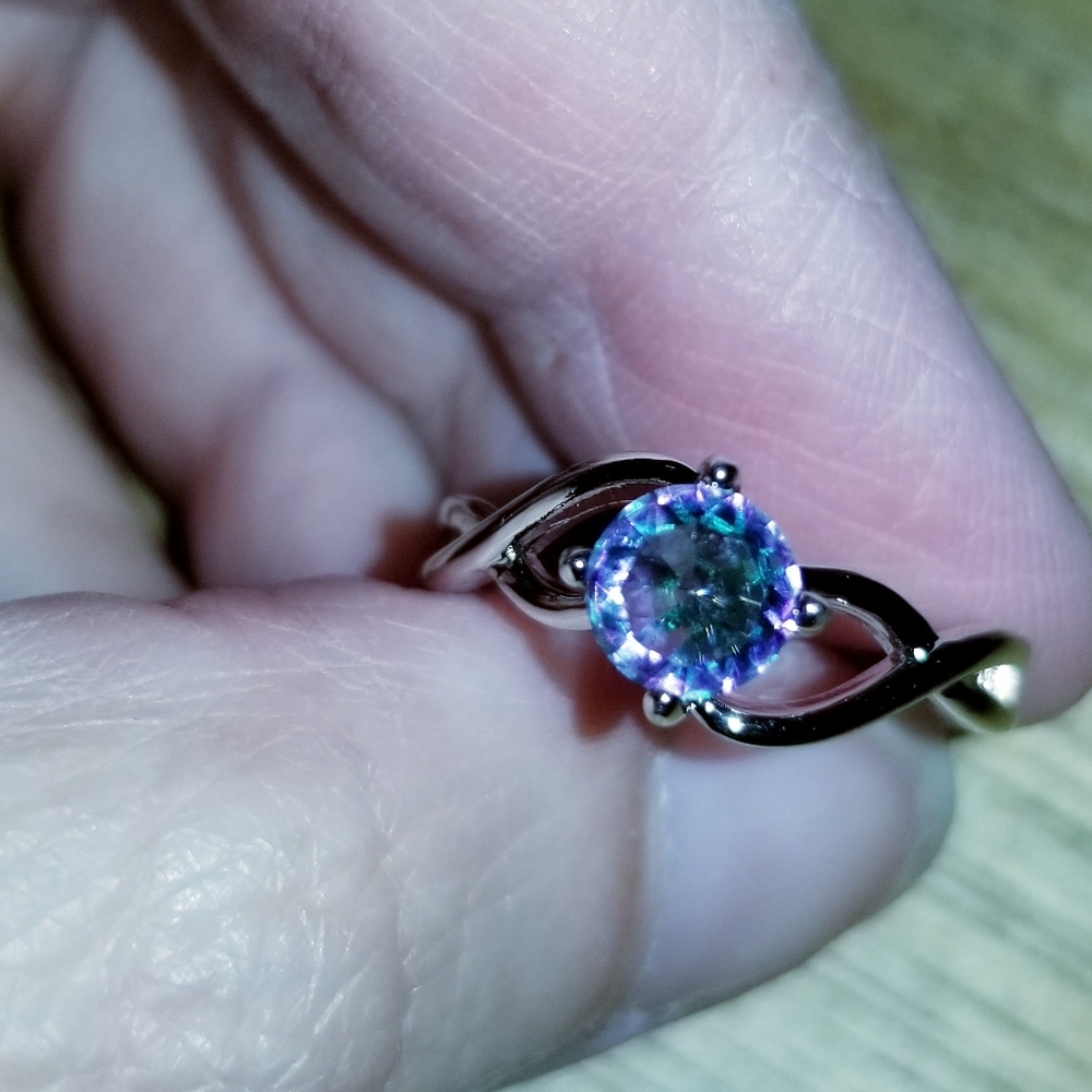 Sterling silver lap created white topaz